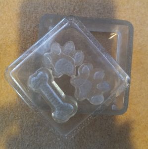 Keepsake/Jewelry box. Clear with paw print and bone.